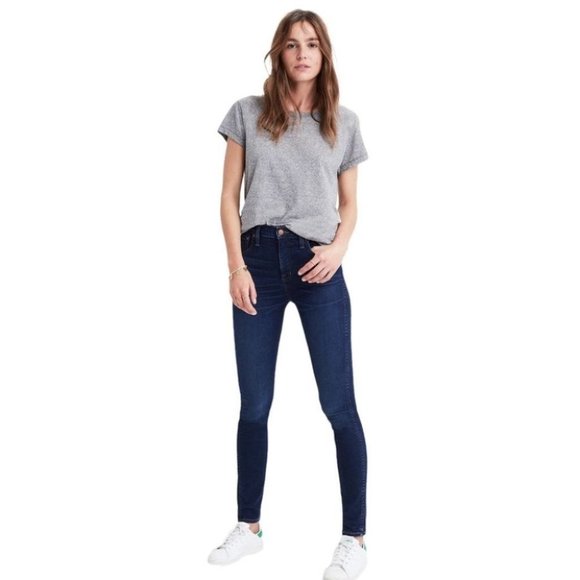 Madewell Jeans Women’s Size 27 Dark Blue Wash 10” High-Rise Skinny Denim Stretch - Picture 1 of 10